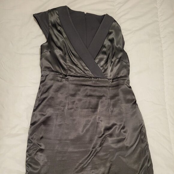 Cassis Gray Sleeveless V Neck Crossover Midi Dress Size 14 - Picture 9 of 10